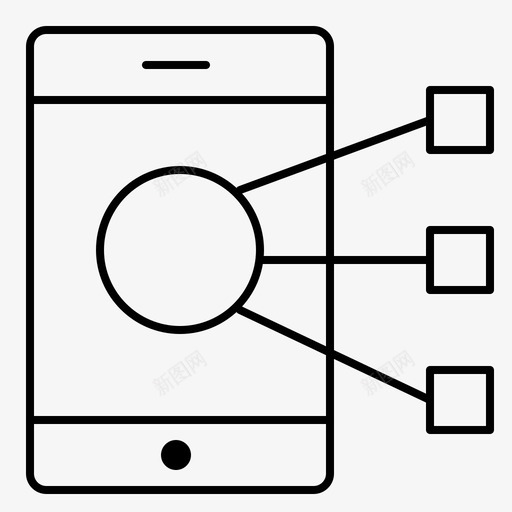 连接设备手机图标svg_新图网 https://ixintu.com 共享 媒体 手机 智能 社交 网络 设备 连接