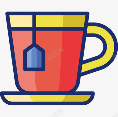 茶食品饮料7线性颜色图标图标
