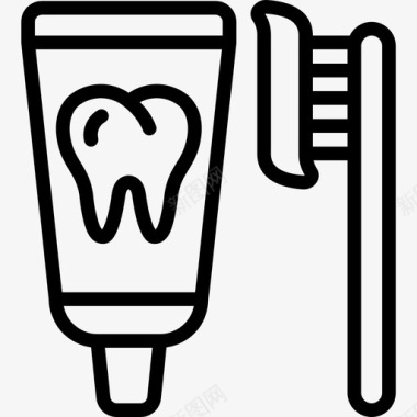 牙刷牙科学4线性图标图标