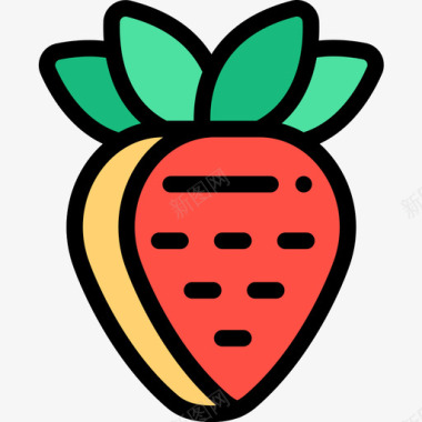 草莓12号村直线颜色图标图标