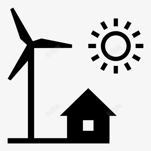 生态屋生态绿色能源图标svg_新图网 https://ixintu.com 图标 生态 绿色 能源 自然 雕文 风车