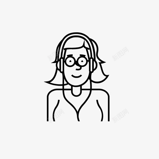 戴眼镜的女人耳机音响旋律图标svg_新图网 https://ixintu.com 各种各样 女人 戴眼镜 旋律 曲目 歌曲 耳机 调子 音响