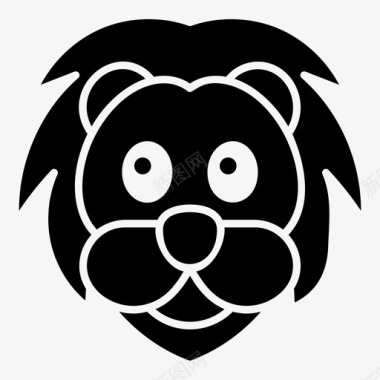狮子脸动物表情符号图标图标