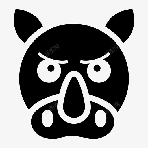 犀牛脸动物表情符号图标svg_新图网 https://ixintu.com 动物 哺乳动物 犀牛脸 表情符号 表情符号矢量图标 野生动物
