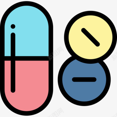 药片睡眠时间8线性颜色图标图标
