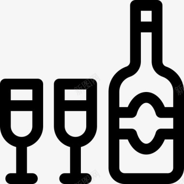 酒瓶派对庆祝11直线型图标图标