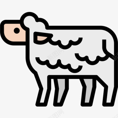 绵羊72号餐厅线性颜色图标图标
