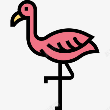 火烈鸟法国符号4线颜色图标图标
