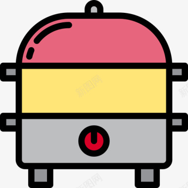 蒸锅家用电器设备2线性颜色图标图标