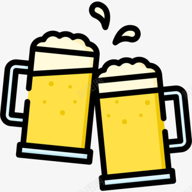 啤酒58号酒吧线性颜色图标图标