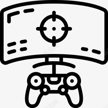 Playstation电脑游戏线性图标图标