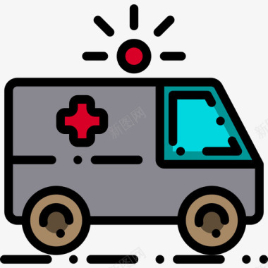 汽车医疗和医院4线性颜色图标图标