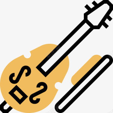 低音提琴7号黄影图标图标