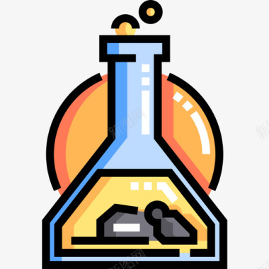 烧瓶生物工程7线性颜色图标图标