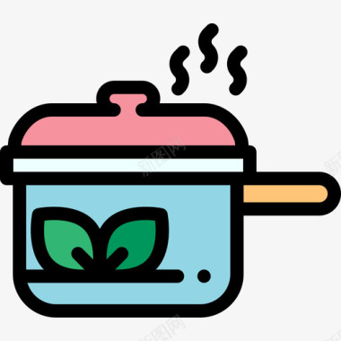 煎锅素食食品原色图标图标
