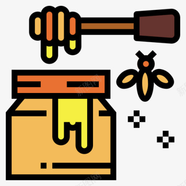 蜂蜜按摩和水疗3线性颜色图标图标