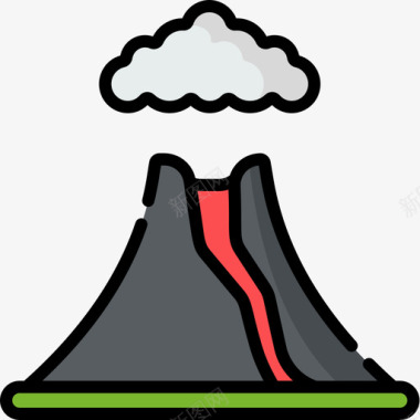 火山自然灾害24线性颜色图标图标