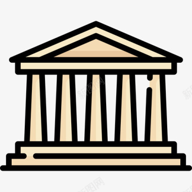 帕台农神庙古希腊18线性颜色图标图标