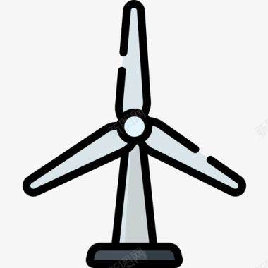 风力涡轮机技术62线性颜色图标图标