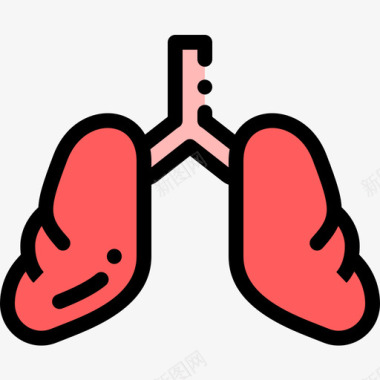 肺生物学2线性颜色图标图标