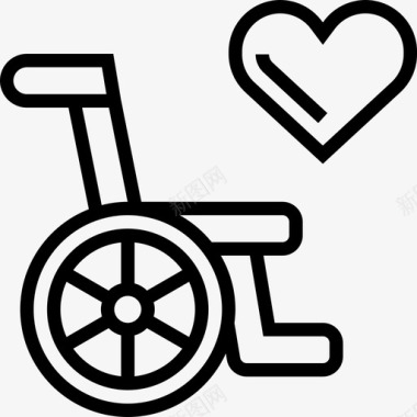 轮椅慈善元素直线型图标图标