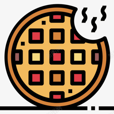 华夫饼33号咖啡厅原色图标图标