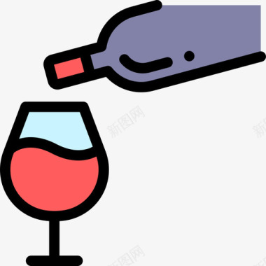 葡萄酒葡萄酒3线性颜色图标图标