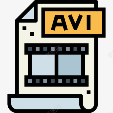 Avi文件和文档45线性颜色图标图标