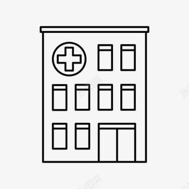 医院公寓建筑和城市图标图标