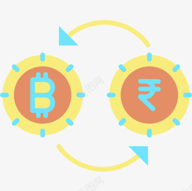 交换比特币加密货币2扁平图标图标