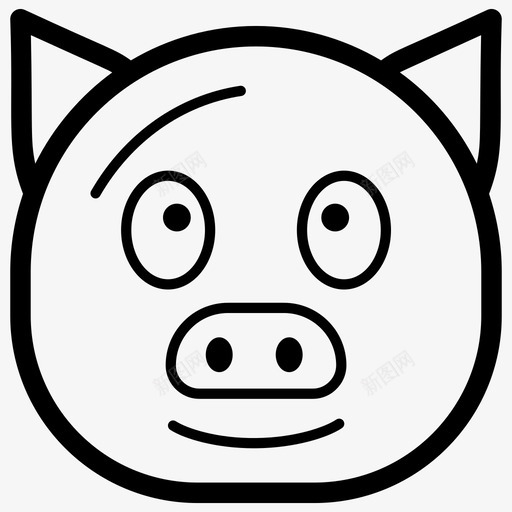 猪脸表情符号情感图标svg_新图网 https://ixintu.com 情感 猪脸 表情符号 表情符号线向量图标