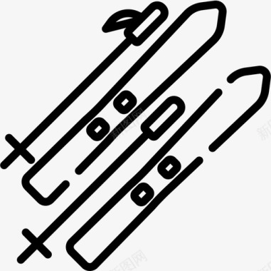 滑雪活跃生活方式26直线型图标图标