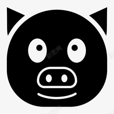 猪脸表情符号情感图标图标