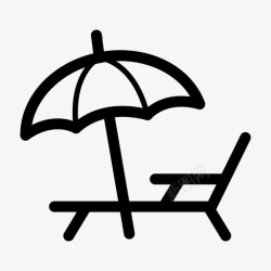 长椅旁的雨伞雨伞海滩沙滩长椅图标高清图片