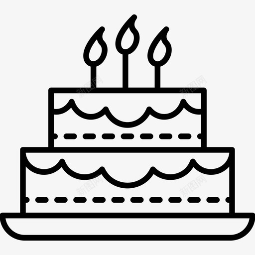 蛋糕生日蛋糕甜点图标svg_新图网 https://ixintu.com 甜点 生日蛋糕 纸屑线图标 蛋糕