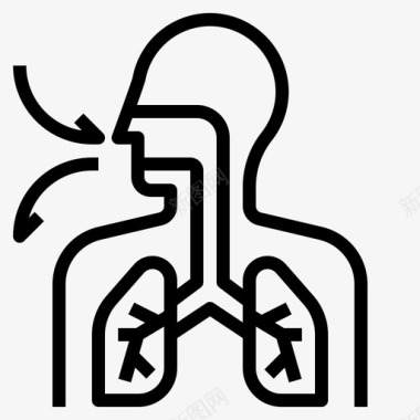 呼吸系统解剖学生物学图标图标
