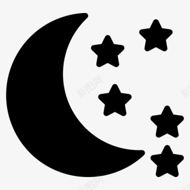 夜晚晴朗的夜晚月光图标图标
