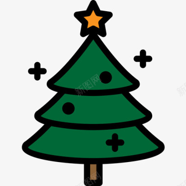 圣诞树圣诞200线形颜色图标图标