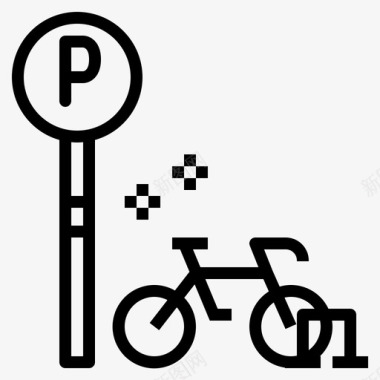 停车场自行车4直线图标图标