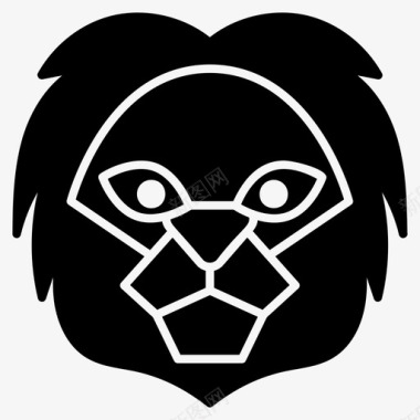 狮子脸动物表情符号图标图标