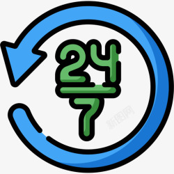8小时24小时呼叫中心服务8线性颜色图标高清图片