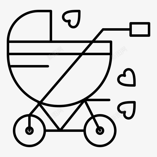婴儿车母亲节快乐图标svg_新图网 https://ixintu.com 婴儿车 快乐 母亲节