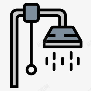 淋浴按摩和水疗3线性颜色图标图标