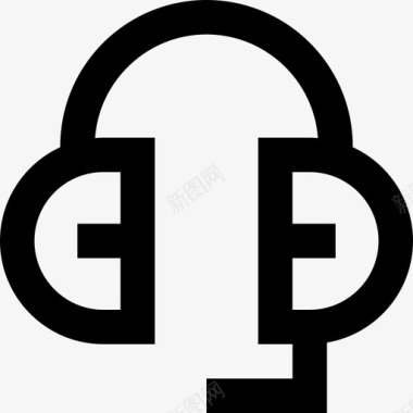 耳机娱乐45线性图标图标