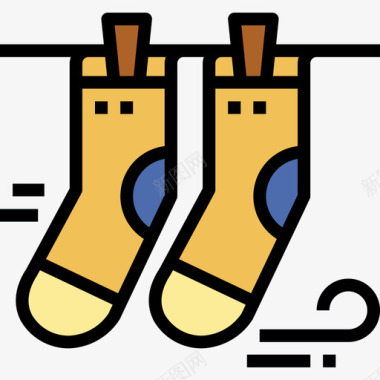袜子洗衣房23线性颜色图标图标