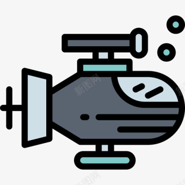 潜艇士兵2线性颜色图标图标