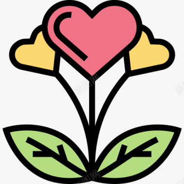 植物慈善元素4线性颜色图标图标