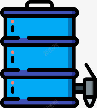 啤酒桶蒸馏和酿造5线性颜色图标图标