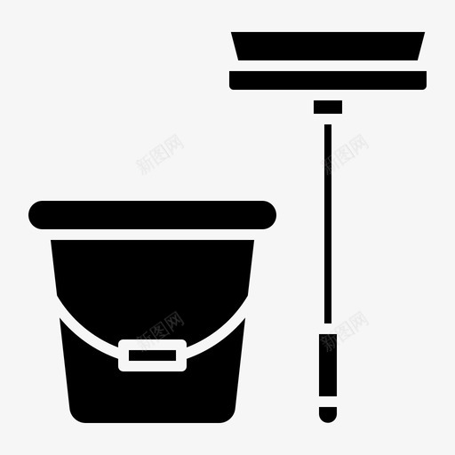 拖把和桶清洁卫生图标svg_新图网 https://ixintu.com 卫生 安全 拖把 清洁