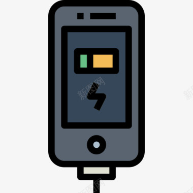 电池智能手机8线性颜色图标图标